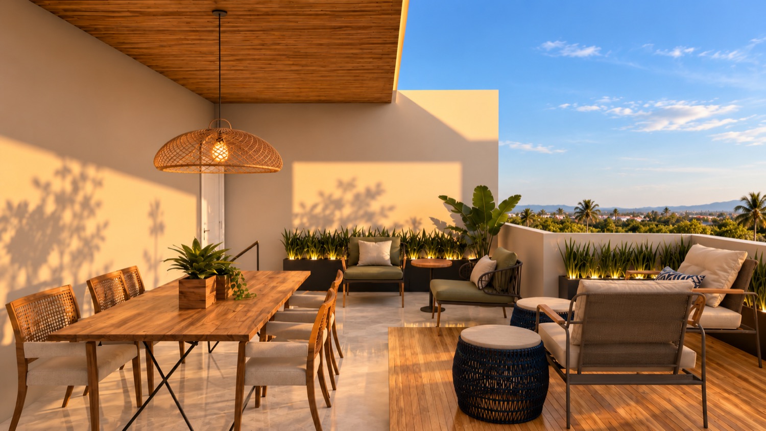 Terraço do duplex com horizonte aberto