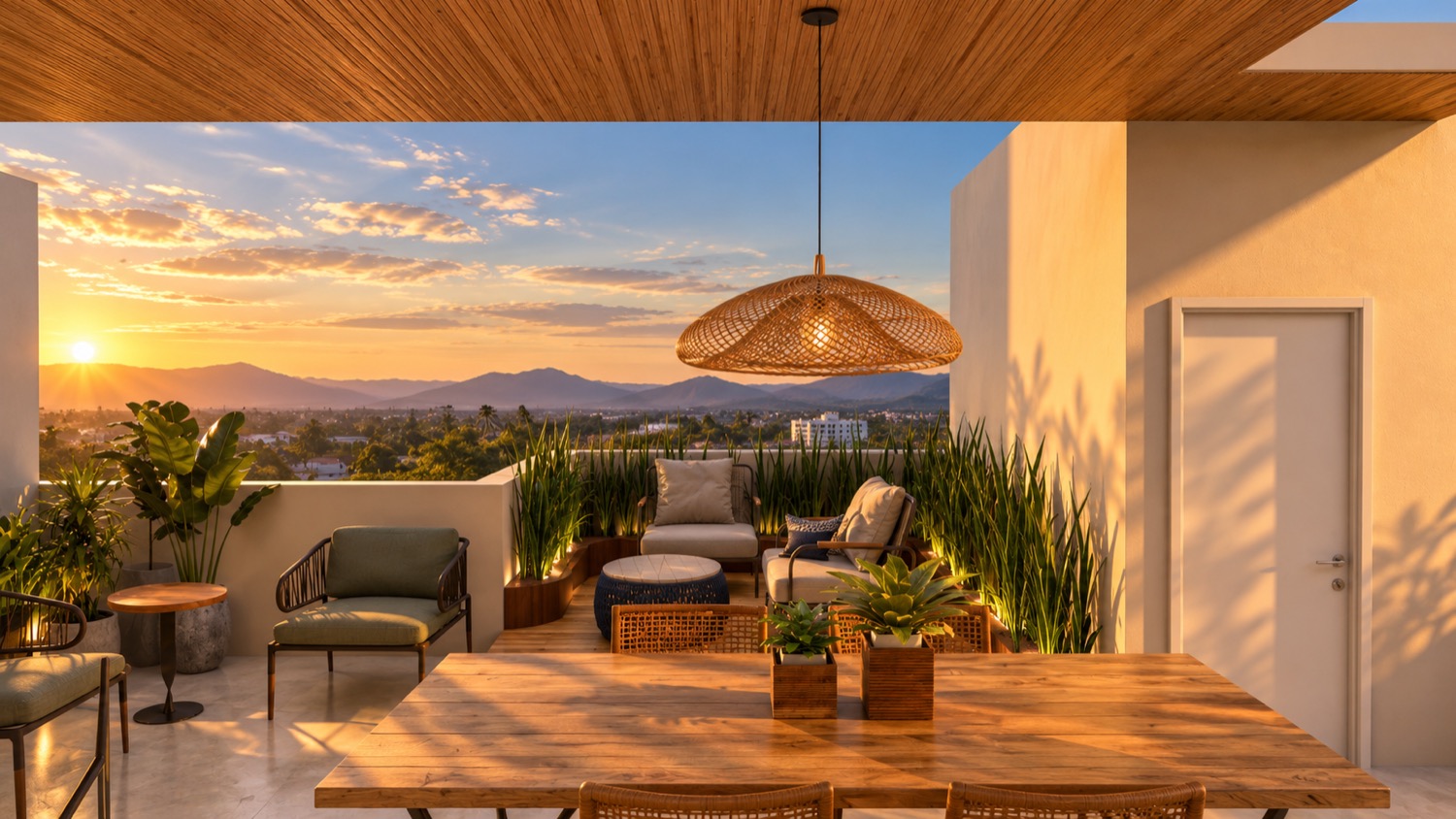 Terraço do duplex ao pôr do sol