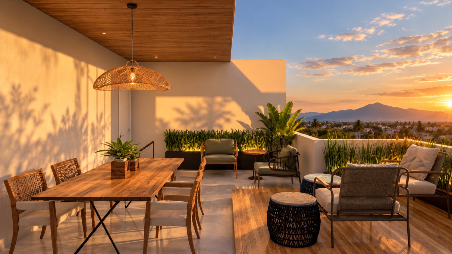 Terraço do duplex com plantas tropicais